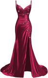 Women's Prom Fashion Designer Lace Applique Satin Dresses (Long)