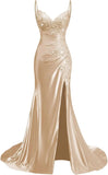 Women's Prom Fashion Designer Lace Applique Satin Dresses (Long)
