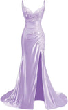 Women's Prom Fashion Designer Lace Applique Satin Dresses (Long)