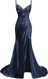 Women's Prom Fashion Designer Lace Applique Satin Dresses (Long)