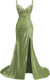 Women's Prom Fashion Designer Lace Applique Satin Dresses (Long)