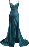 Women's Prom Fashion Designer Lace Applique Satin Dresses (Long)