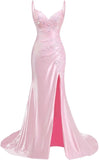 Women's Prom Fashion Designer Lace Applique Satin Dresses (Long)