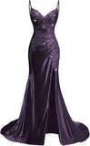 Women's Prom Fashion Designer Lace Applique Satin Dresses (Long)
