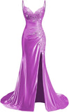 Women's Prom Fashion Designer Lace Applique Satin Dresses (Long)