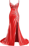 Women's Prom Fashion Designer Lace Applique Satin Dresses (Long)