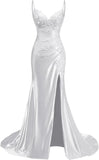 Women's Prom Fashion Designer Lace Applique Satin Dresses (Long)