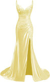 Women's Prom Fashion Designer Lace Applique Satin Dresses (Long)