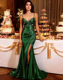 Women's Prom Fashion Designer Lace Applique Satin Dresses (Long)