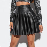 Women's PU A-Line Leather Fashion Designer Asymmetrical Mini Skirts (Short)