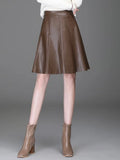 Women's PU Leather 2-4XL Fashion Designer Mini Skirts (Plus Size)