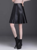 Women's PU Leather 2-4XL Fashion Designer Mini Skirts (Plus Size)