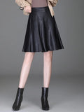 Women's PU Leather 2-4XL Fashion Designer Mini Skirts (Plus Size)