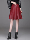 Women's PU Leather 2-4XL Fashion Designer Mini Skirts (Plus Size)