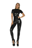 Women's PU Leather 2-5XL Fashion Designer Jumpsuits (Plus Size)