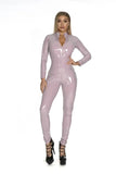 Women's PU Leather 2-5XL Fashion Designer Jumpsuits (Plus Size)
