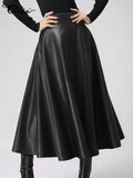Women's PU Leather Fashion Designer A-Line 2-5XL Midi Skirts (Plus Size)
