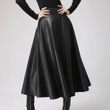 Women's PU Leather Fashion Designer A-Line 2-5XL Midi Skirts (Plus Size)
