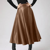 Women's PU Leather Fashion Designer A-Line 2-5XL Midi Skirts (Plus Size)