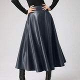Women's PU Leather Fashion Designer A-Line 2-5XL Midi Skirts (Plus Size)