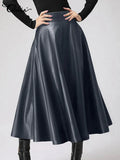 Women's PU Leather Fashion Designer A-Line 2-5XL Midi Skirts (Plus Size)