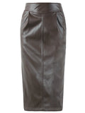 Women's PU Leather Nerazzurri Fashion Designer 2-5XL Midi Skirts (Plus Size)