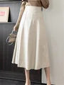 Women's PU Leather S-XL Fashion Designer A-Line Skirts (Midi)-Women's Fashion Designer Plus Size Skirts-Meters apricot-Women&#x27;s fashion designer plus size clothes