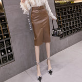 Women's PU Leather S-XL Fashion Designer Skirts (Midi)-Women's Fashion Designer Skirts-Coffee-Women&#x27;s fashion designer plus size clothes