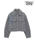 Women's PU Leather Tops Fashion Designer Turn-down Collar Zipper Jackets-Women's Fashion Designer Jackets