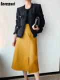 Women's PU Split Leather Office Fashion Designer Midi Skirts (Plus Size)