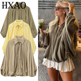 Women's Puff Fashion Designer S-L Ruffled Loose Jackets-Women's Fashion Designer Jackets-International Women's Clothing