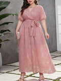 Women's Puff Sleeve 1-5XL Fashion Designer Long Dresses (Plus Size)