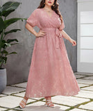 Women's Puff Sleeve 1-5XL Fashion Designer Long Dresses (Plus Size)