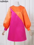 Women's Puff Sleeve Fashion Designer Short Dresses (Plus Size)