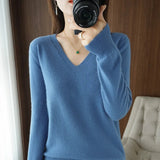 Women's Pullovers Knitted Tops Fashion Designer V Neck Jerseys