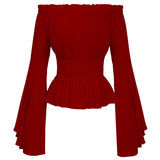 Women's Renaissance Blouse Fashion Designer S-XL Off Shoulder Long-Sleeve Tops