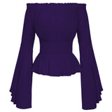 Women's Renaissance Blouse Fashion Designer S-XL Off Shoulder Long-Sleeve Tops