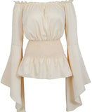 Women's Renaissance Blouse Fashion Designer S-XL Off Shoulder Long-Sleeve Tops