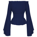 Women's Renaissance Blouse Fashion Designer S-XL Off Shoulder Long-Sleeve Tops