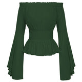 Women's Renaissance Blouse Fashion Designer S-XL Off Shoulder Long-Sleeve Tops