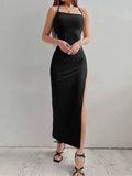 Women's Ribbed Bodycon Fashion Designer High Split Dresses (Long)-Women's Fashion Designer Dresses