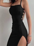 Women's Ribbed Bodycon Fashion Designer High Split Dresses (Long)-Women's Fashion Designer Dresses