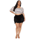 Women's Ripped Fashion Designer Distress Mini Skirts (Plus Size)