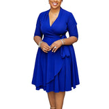 Women's Robes 1-5XL Fashion Designer Midi Dresses (Plus Size)-Women's Fashion Designer Plus Size Dresses-International Women's Clothing