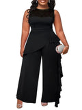 Women's Rompers Fashion Designer Lace Patchwork Jumpsuits (Plus Size)