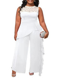 Women's Rompers Fashion Designer Lace Patchwork Jumpsuits (Plus Size)