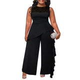 Women's Rompers Fashion Designer Lace Patchwork Jumpsuits (Plus Size)