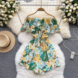 Women's Rompers Off Shoulder Floral Fashion Designer Jumpsuits-Women's Fashion Designer Rompers / Jumpsuits