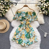 Women's Rompers Off Shoulder Floral Fashion Designer Jumpsuits-Women's Fashion Designer Rompers / Jumpsuits