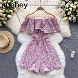 Women's Rompers Off Shoulder Floral Fashion Designer Jumpsuits-Women's Fashion Designer Rompers / Jumpsuits